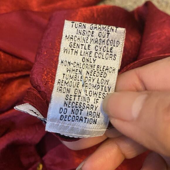 Vintage Y2K Babydoll Top Blouse Size S Red Satin V Neck Fairy Sequins Michele - Picture 5 of 9